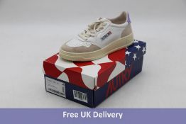 Autry Woman's 01 Low Leather/Suede Trainers, White/Beige/Lavender, Size 37. Box damaged