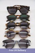 Five Ace & Tate Sunglasses, 1x Clay Sugar Man, 1x Colin Tiger Wood, 1x Byron Maple Syrup, 1x Colin B