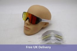 Two Pairs of Queshark Interchangeable QE42 White Shark Polarized Sports Sunglasses