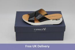 Two pairs of Caprice Women's Slip On Mule Leather Sandals, Black Naplak, 1x UK 3.5, 1x UK 5