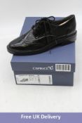 Caprice Lace Up Patent Brogue Shoes, Black, UK 7.5