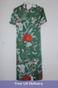 The Missing Piece Dahlia Cheongsam Floral Print Dress, Green with Soft Pink Trim, UK 8