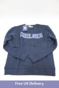 Five Chelsea Wordmark Boucie Sweater, Navy, Size L