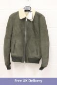 Designed in London Men's Firenze-Zip Thru Shearlin, Green, Size S