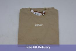 Two Pleasures Pray Heavyweight T-Shirts to include 1x UK Size S, 1x UK Size M, Sand