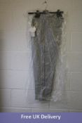 Oui Women's Trousers, Light Grey with Glitter Side Stripe, UK Size 16