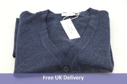 John Henric Men's Merino Wool Cardigan, Blue, Size S