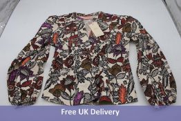 Scotch & Soda Women's Sheer Shirt, Beige/Purple and Orange Floral Print, XS