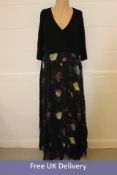 Seraphine Petunia Floral Wrap Maternity & Nursing Dress, Black, UK Size 10