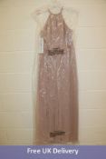 Levkoff Women's Keyhole Neck Chiffon A-Line Gown, Frost Rose, Size 26