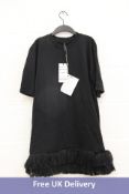 Mother of Pearl Women's Organic Cotton T-Shirt Dress with Fringe Trim, Black, Size XS