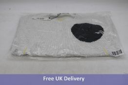 Oui Women's Cotton Sweater with Bold Black Spot and Yellow Detailing, Off White, UK 12