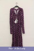 Birger Christensen Rotate Clair Floral Midi Dress, Purple, EU 40