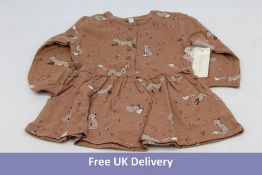 Four Rylee and Cru Winter Fox Button Up Dress, Truffle, 3-6m