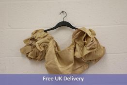 Three Yaura Tiered Sleeve Off Shoulder Crop Top Co-ord, Champagne Gold, UK 12