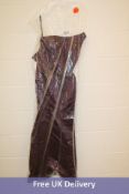Levkoff Women's Asymmetrical Off-the-Shoulder Cuff Trumpet Gown Wine, Size 6