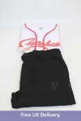 The Marathon Clothing, Big M. Sweatpants, Black, Medium and 1x Crenshaw Baseball Jersey, White/Red,