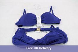 Maryan Mehlhorn Elevation Underwired Bikini Top and Elevation Cross-Over Drape Top, UK10 B, Rich Blu