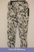 Five pairs of Up! Women's Split Hem Slim Stretch Floral Print Trousers, White/Black, 1x UK 4, 1x UK