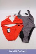 Three Understatement Women's items to include 1x Triangle Bikini Top, Papaya, Medium 1x Briefs, Papa