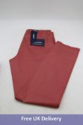 Four Gardeur Men's Iconic Khakis Slim Fit Chino Trousers, Dusty Red, 1x 32W 32L, 2x 34W 32L and 1x 3
