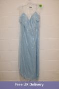 Levkoff Women's Surplice Neck Chiffon A-Line Gown, Blue, Size 22