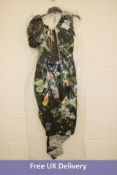 Preen By Thornton Bregazzi Willabelle Ruched Floral Print Jacquard Midi Dress, Black, UK 8