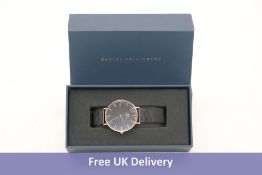 Daniel Wellington Women's Petite Pressed Ashfield Watch, Black Rose Gold, Size 24mm