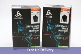Two Odlo Men's Performance Warm Eco Long Sleeve Half Zip Black, Size M