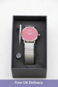 Woman's Coluri Pankhurst In Scarlet Watch, Silver Strap