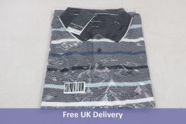 Two Casa Moda Men's Striped Polo T-Shirts, Navy/White/Blue, XXL