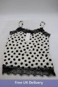 Two Oui Spotted Tops with Lace, Black and Off White, 1x UK 8 1x UK 12