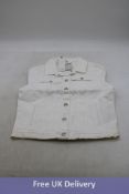 Oui Denim Cropped Jacket, White, UK 8