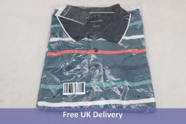 Two Casa Moda Men's Striped Polo T-Shirts, Navy/Teal, X-Large
