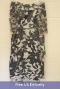 Irresistible Floral Print Dipped Hem Dress, Navy/Silver, Size 20