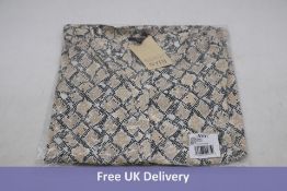 Five NYDJ Women's Snake Print Pintuck Blouses, Beige, 1x X-Small, 1x Small, 1x Medium, 1x Large and