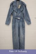 Miss Sixty Women's Linen and Cotton Denim Jumpsuit, Light Blue, EU Size S