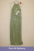 Levkoff Women's A-Line Scoop Neck Floor-Length Chiffon Dress with Ruffle, Green, Size 18