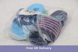 Six pairs of Dedoles Sailboats Sliders, Blue, 1x UK 7, 1x UK 11.5, 1x UK 1, 1x UK 12, 1x UK 2, 1x UK