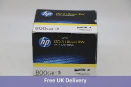 Five HP LTO-3 Ultrium C7973A 800GB RW Data Cartridges