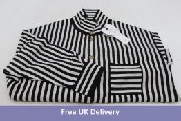 Oui Women's Wool Striped Long Sleeve Jumper, Black/White, EU 36