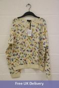 Estheme Cachemire Women's Spotted Top, Ivory Multi, F2215EC, 100 Percent Cashmere, Small