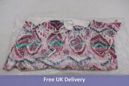 Oui Short-Sleeved Top In Ethnic Pattern, Size 38