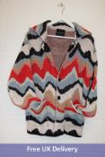 Roberto Collina Men's RN32005 Intarsia-Knit Wave-Print Cardigan, Multi, Size 48, No Tag