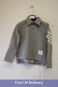 Thom Browne Kids 4 Bar Classic Long Sleeve Jersey, Light Grey/White, Size 6, No Box