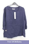 Four Penny Plain Asymmetric Hem French Navy Tops to include 2x Navy, Size 10-12, 1x Navy, Size 14-16