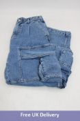 Le Freak Woman's Utility Cargo Jeans, Medium Wash, Size S