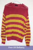 Roberto Collina Men's RN38001 Two-Tone Striped Sweater, Rubino/Multi, Size 48, No Tag