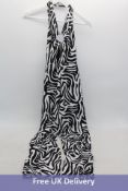 Five Vivichi Women's Zebra Print Pattern Halter Jumpsuit, Black/White, Size XS