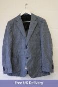 LUBIAM Textured Virgin Wool & Silk Blazer, Blue, 52R